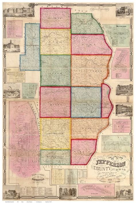 Jefferson County Ohio 1856 Old Wall Map Reprint With Etsy In 2021