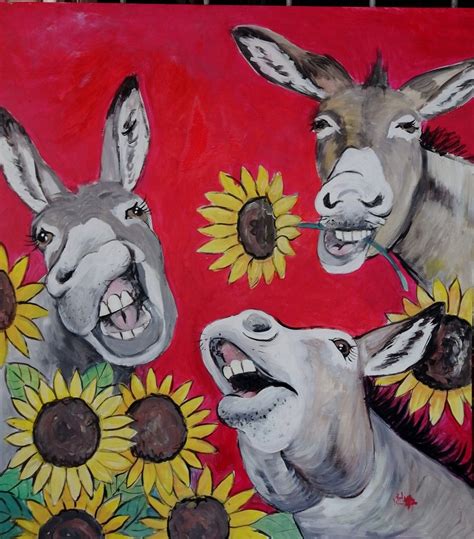 Sunflower Donkeys Baby Animal Art Sheep Art Horse Art