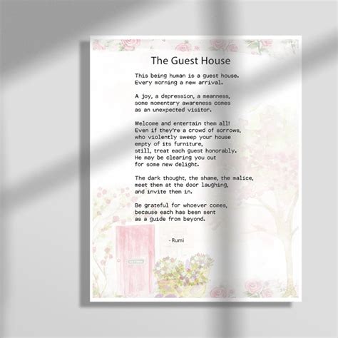 The Guest House Rumi Quote Art Print This Being Human Is A Guest House