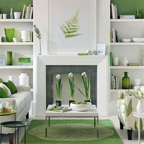 Green And White Living Room Living Room Decorating Ideal Home