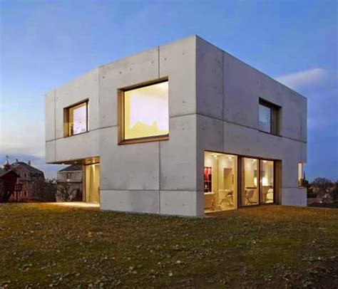 Contemporary Cubic Facade Of Concrete And Glass House