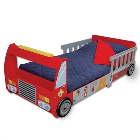 This is perfect for a toddler construction themed room! Rosebery Kids Fire Truck Toddler Bed in Red - Walmart.com - Walmart.com