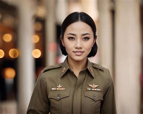 premium photo photo of asian woman in thai police officer uniform generative ai