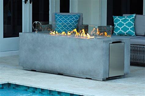 Akoya Outdoor Essentials 70 Linear Rectangular Modern Concrete Fire Pit Table W