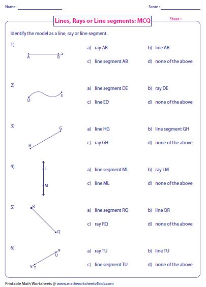 Identify Lines Rays Or Line Segments Volume Worksheets Symmetry