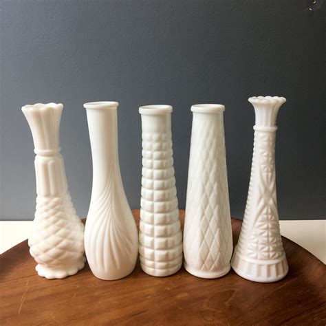 Milk Glass Bud Vases Set Of 5 Vintage Glass Collection Nextstage