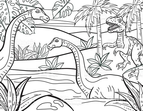 Dinosaurs Hand Drawn Adult Coloring Book Page Stock ... A fun coloring book of dinosaur in various styles that range from simpler to more complex for all levels of coloring enthusiasts.