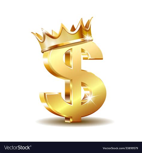Golden Dollar Symbol With Crown Isolated Vector Image