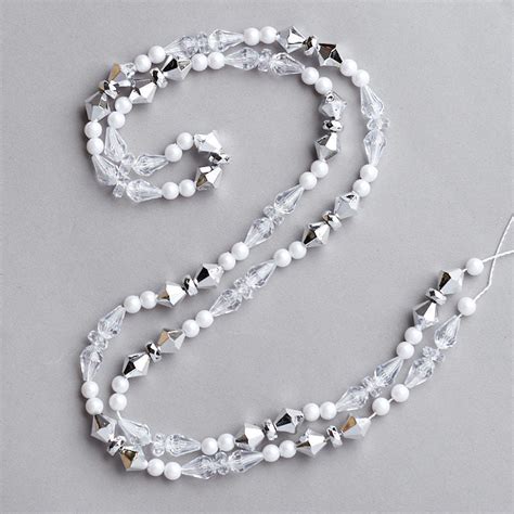 Clear Silver And Pearl Teardrop Garland Christmas Garlands