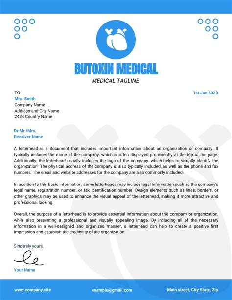 White And Blue Modern Professional Medical Letterhead Template Venngage