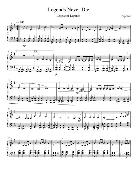 Legends Never Die Sheet Music For Piano Download Free In Pdf Or Midi