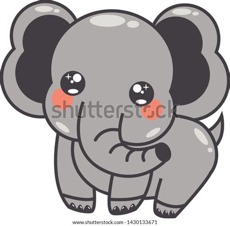 Cute Elephant Kawaii Elephant Baby Stock Vector Royalty Free 1430133671