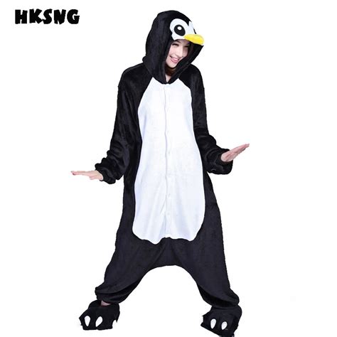 Hksng High Quality Black Penguin Pajamas Animal Winter Women Men