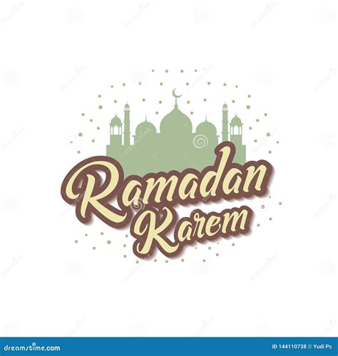 Ramadan Kareem With Mosque Lettering Typography Stock Vector