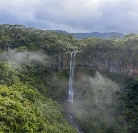 Aerial View Of Chamarel Waterfall Mauritius Island Stock Photo