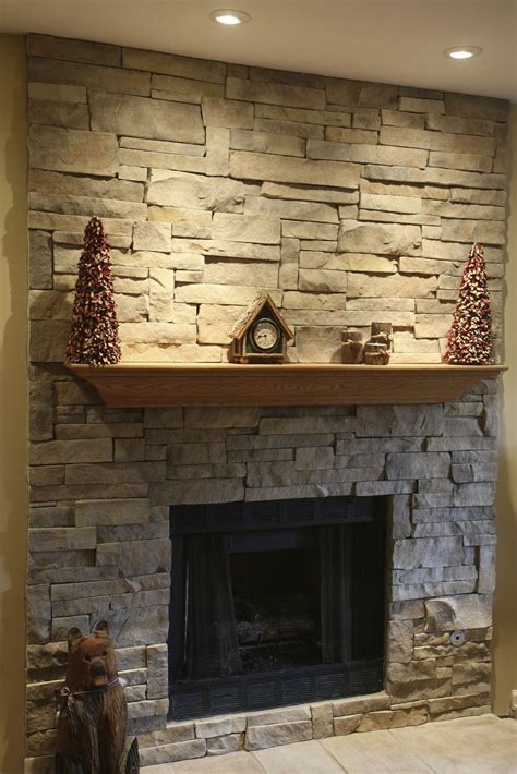 Ledge Stone Dry Stack Stone Fireplace This Was A Brick Fireplace