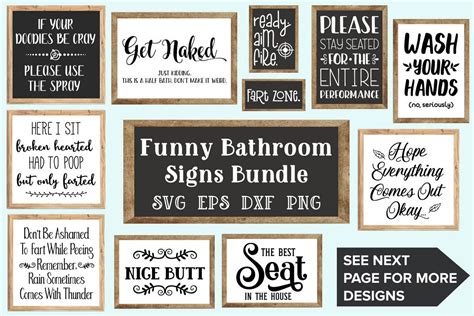 Bathroom Signs Bundle Svg Eps Dxf Png Bathroom Quotes
