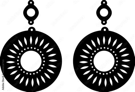 Round Floral Earrings Svg Vector Template Earrings Jewelry Template For