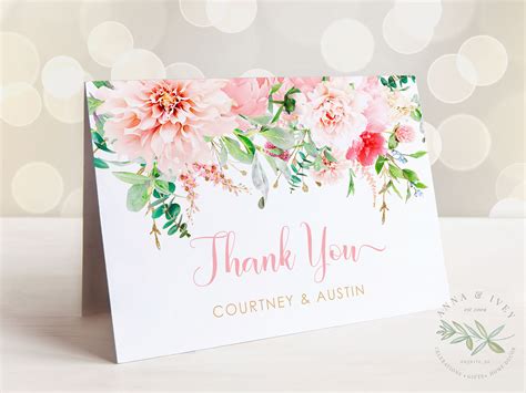 Printable Pink Floral Thank You Card Anna And Ivey
