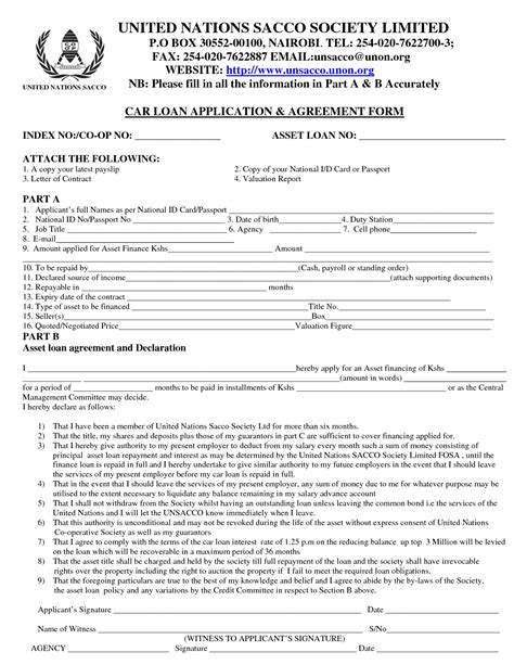 Free Car Loan Agreement Template Printable Templates