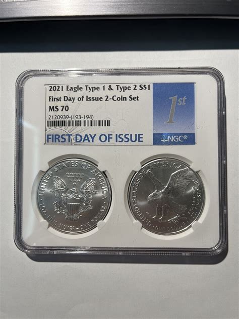 2021 American Silver Eagle T1 And T2 Ngc Ms 70 Ebay