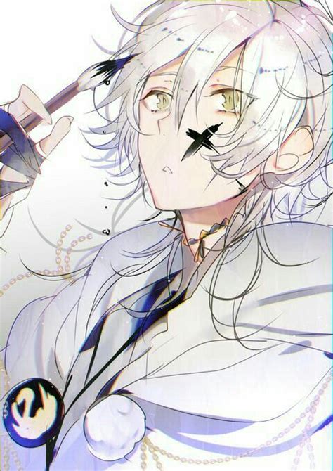 See more ideas about anime white hair boy, anime, anime guys. Anime boy, white hair, paintbrush, X, mark, yellow eyes ...