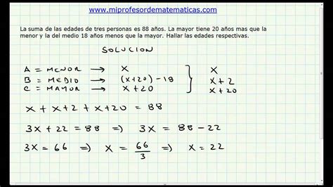 Problema Aplicacion Ecuaciones De Primer Grado Algebra General