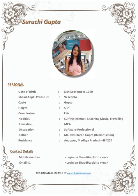 Biodata For Marriage Template