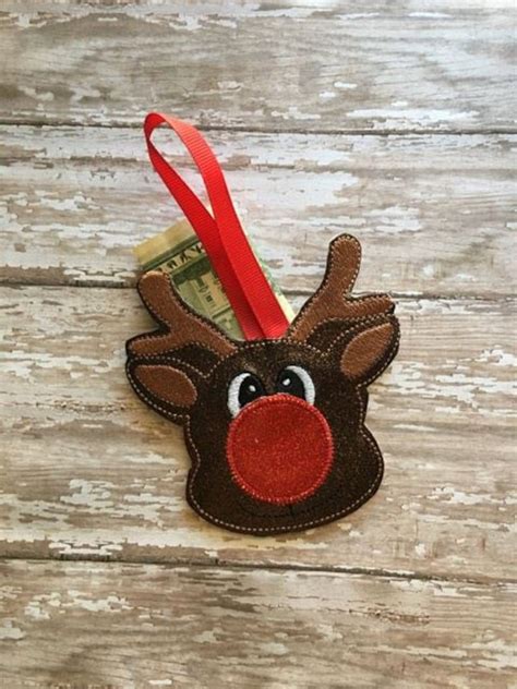 Reindeer Rudolph Christmas Gift Card Holder Ornament Etsy