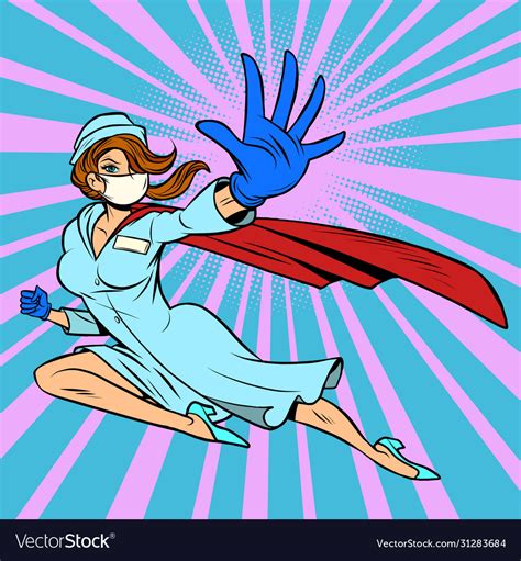 Super Hero Nurse Flies And Protects From The Vector Image