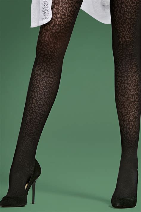 50s julie leopard tights in black
