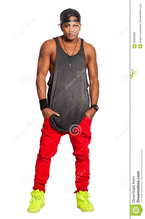 Black Man Urban Street Style Isolated On White. PNG Available Stock