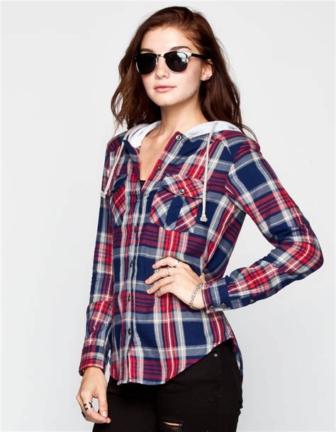 Ali And Kris Womens Hooded Flannel Shirt Blouses And Shirts Womens