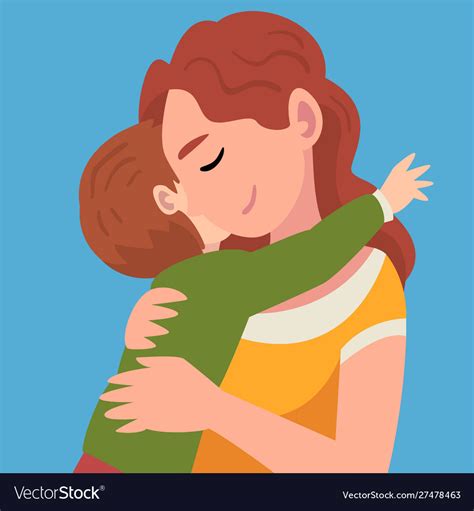 Mom And Son S Hugs Cartoon Royalty Free Vector Image