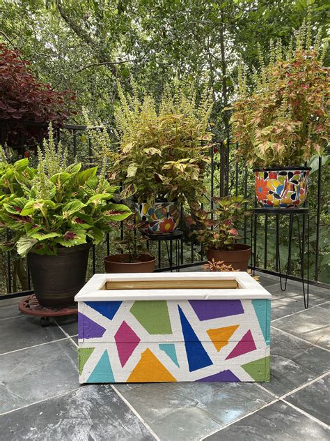 Garden Planter Planter Boxes Hand Painted Colorful Etsy Raised