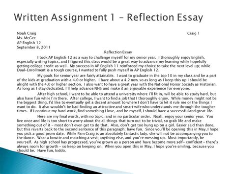 English Self Reflection Paper Example Part A Reflective Essay Help