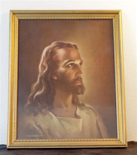 Vintage Framed Jesus Litho Print The Head Of Christ 1941 Etsy