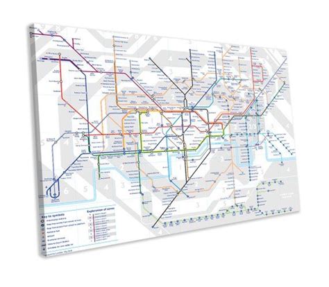 London Underground Map Tube Lines Canvas Print Framed Wall Art Picture