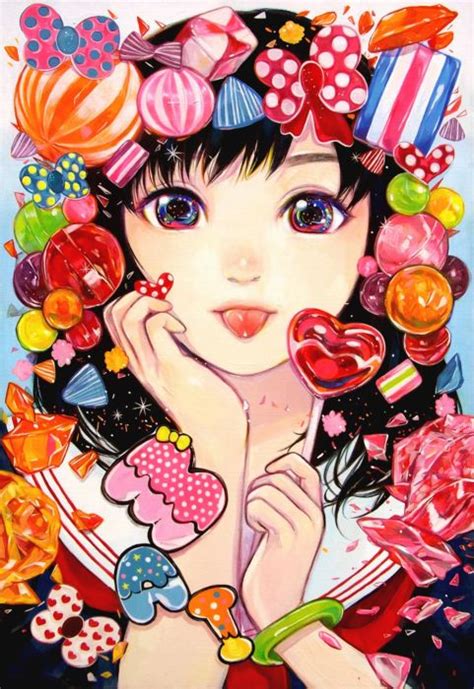 Candy Cute Anime Girl Original Long Hair Looking Wallpaper