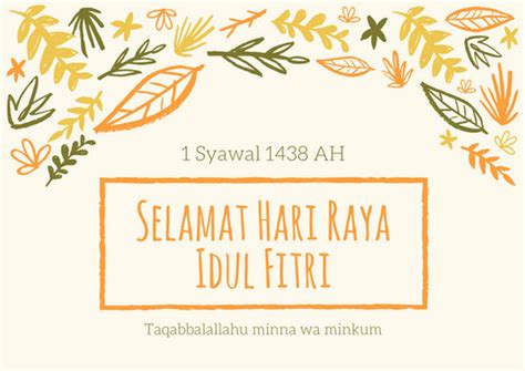 Orange Hari Raya Lebaran Idul Fitri Eid Al Fitr Card Templates By Canva