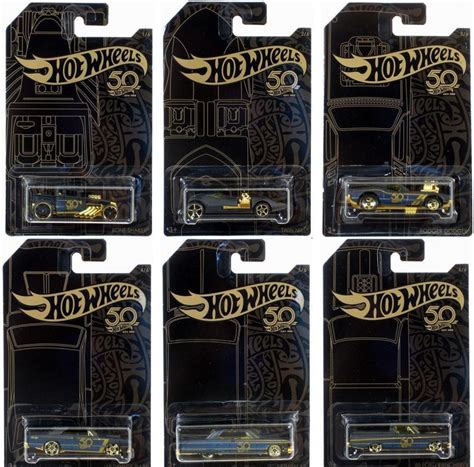 Hot Wheels 50th Anniversary Black Gold 164 Chase Set Of 6 Diecast Cars