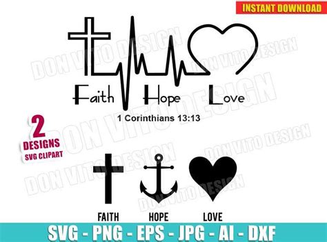 ⭐ Faith Hope Love Heartbeat Svg Cut File For Cricut And Silhouette