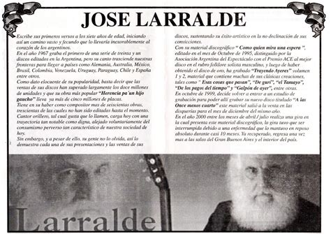 Find jose larralde's contact information, age, background check, white pages, relatives, social networks, resume, professional records & pictures. José Larralde | Teatro Municipal Coliseo Podestá