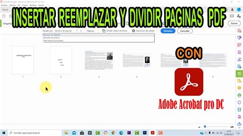 Insertar Reemplazar Y Dividir Paginas Pdf Con Adobe Acrobat Reader Pro Dc Youtube