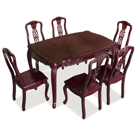 Rosewood French Dining Table Set With 6 Chairs Hand Crafted Of Solid