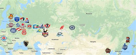 Khl Map Clubs Logos Sport League Maps Maps Of Sports Leagues