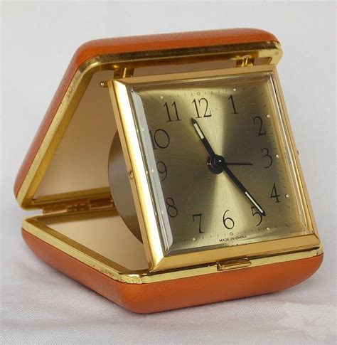 Vintage Retro Fold Up Mechanical Travel Alarm Clock Working Clock