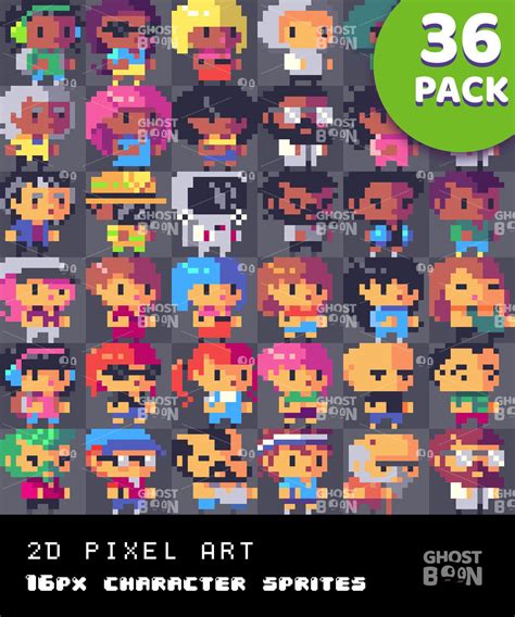 2d Pixel Art Character Sprites 36 Pack