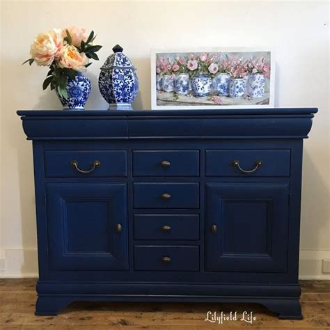 Navy chalk painted buffet | Blue kitchen decor, Navy blue ...