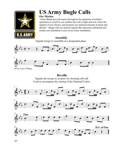 Us Army Bugle Calls Arr Lyle Stang Music Sheet Music Lyle Stang